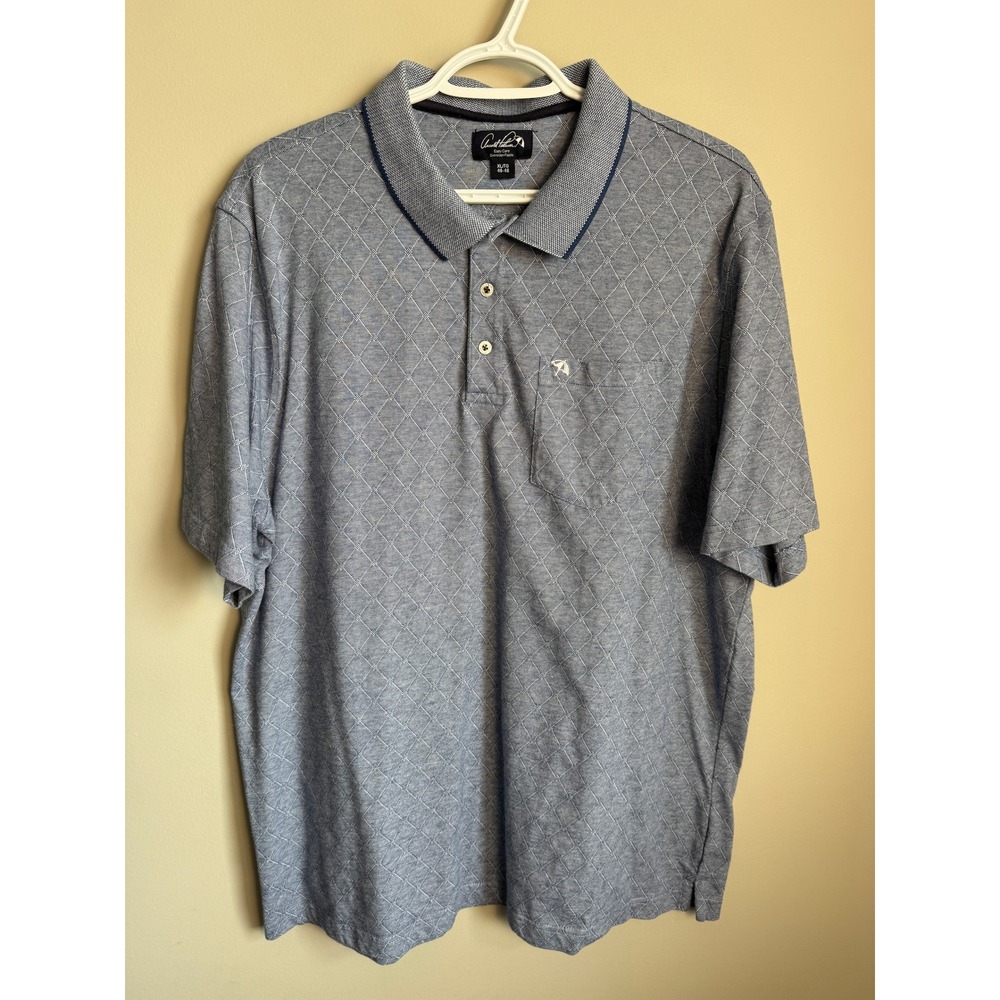 Arnold Palmer Mens Diamond Print Golf‎ Polo Shirt Short Sleeve Blue XL Retro Dad